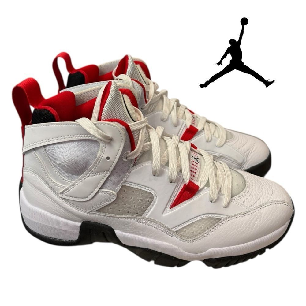 Jordan Men's White and Red Athletic Basketball Shoes